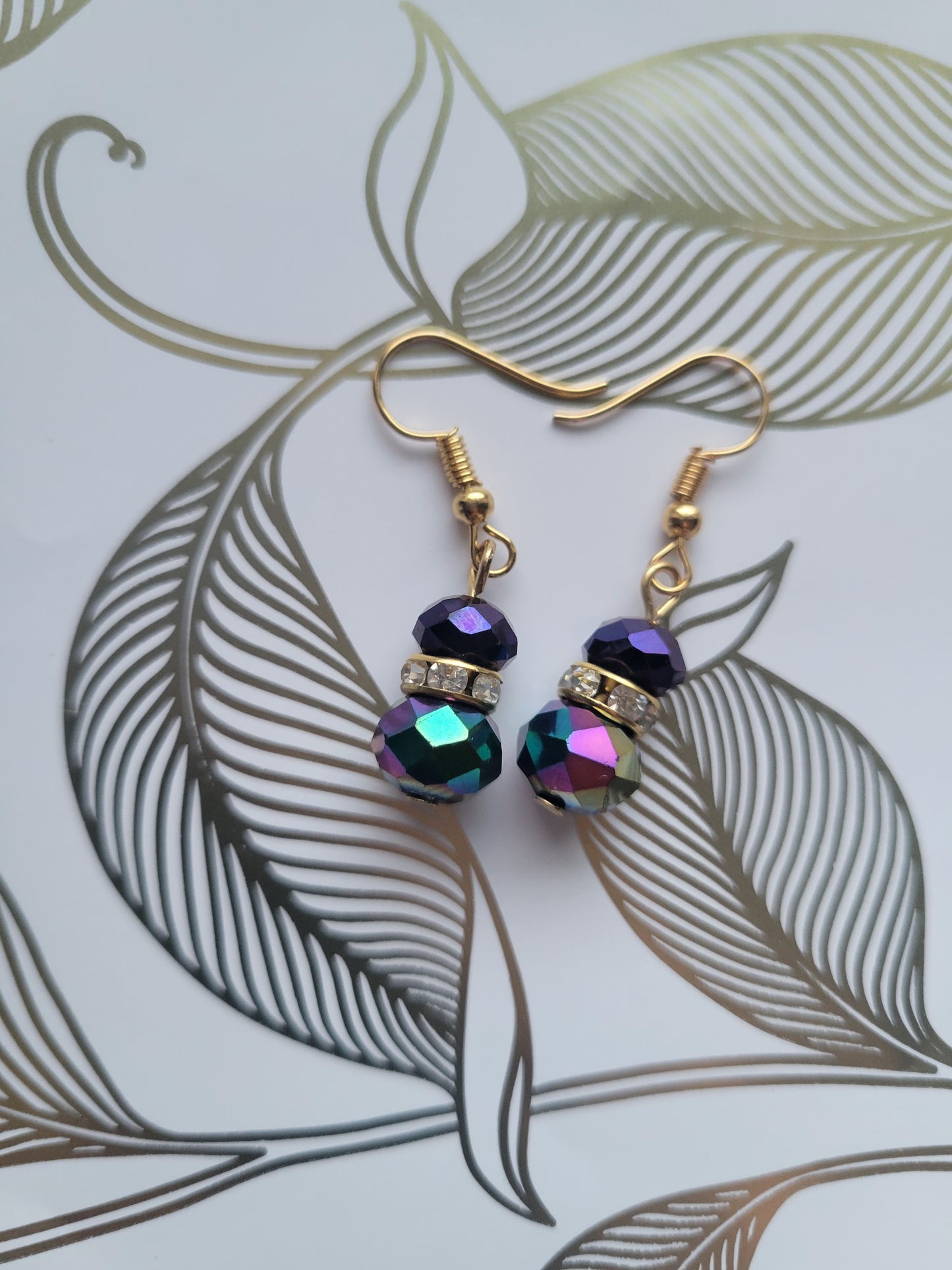 2 Bead Dangle Earrings (Purple)