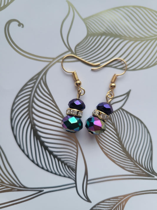 2 Bead Dangle Earrings (Purple)